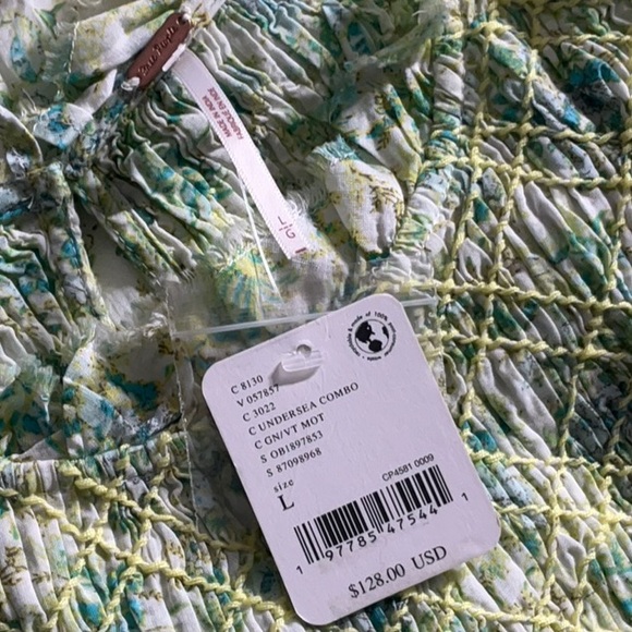 FREE PEOPLE Shea Floral Mini Dress Undersea Combo $128 Retail NWT - Picture 5 of 15